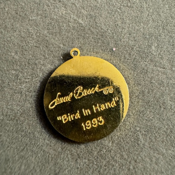 Laurel Burch 1993 Bird in Hand Gold Tone Pendant - Picture 3 of 4